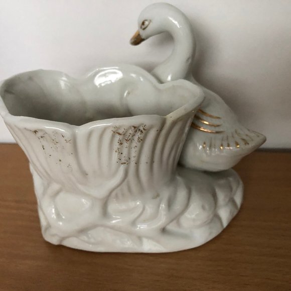 2 porcelain goose geese planters small decoration - Picture 2 of 9